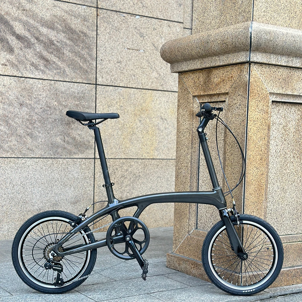 18-Zoll-Rennrad aus Kohlefaser, kleiner Raddurchmesser, flacher Griff, 7-Gang-Innenverkabelung, 9 kg, leichtes Citybike