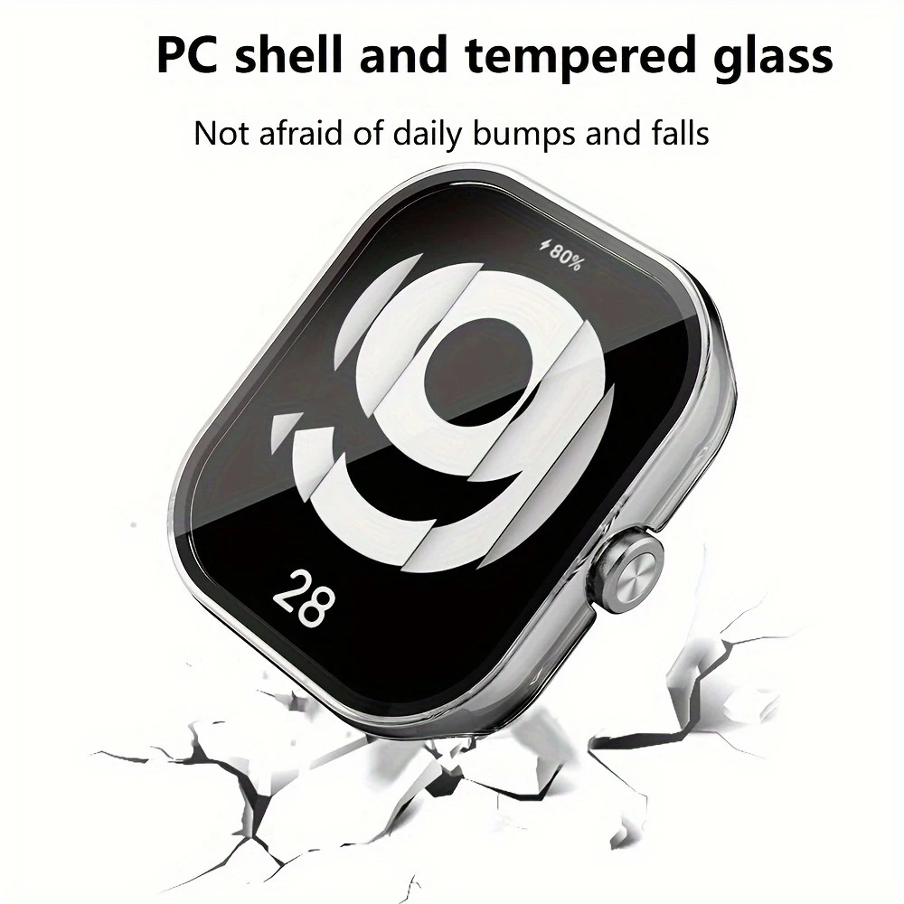 Case for Xiaomi Mi Redmi Watch 4, Ultra-Thin PC Hardness Bulit-in Tempered Glass Screen Protector Full Protective Shell Cover