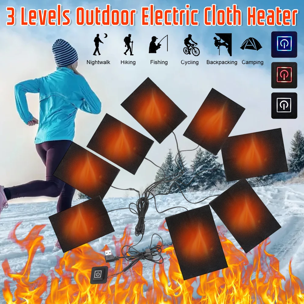 

1-10 шт. 8 в 1 USB грелки 3 уровня температуры куртка жилет нагревательные подушечки электрический нагревательный лист для DIY одежды с подогревом зима