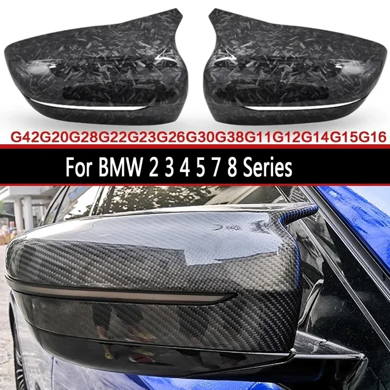 For BMW 5 7 Series G30 G38 G11 G12 540 730 740li Carbon fiber mirror Shells Rearview Cap Light Black rear view mirror case cover