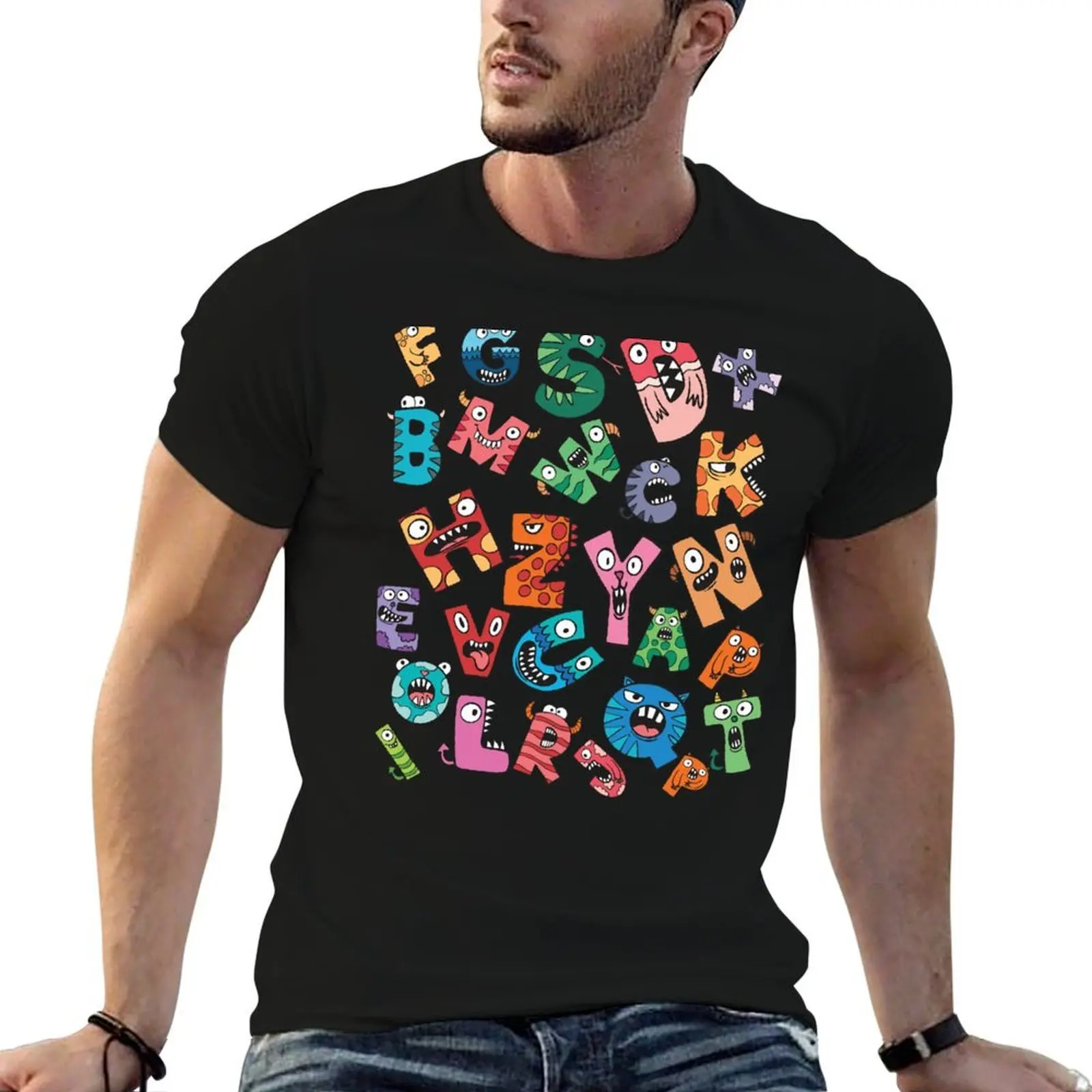 

alphabet lore lore alphabet lore cats T-Shirt cotton t shirts man 100% funny t shirts dark humor T-Shirt