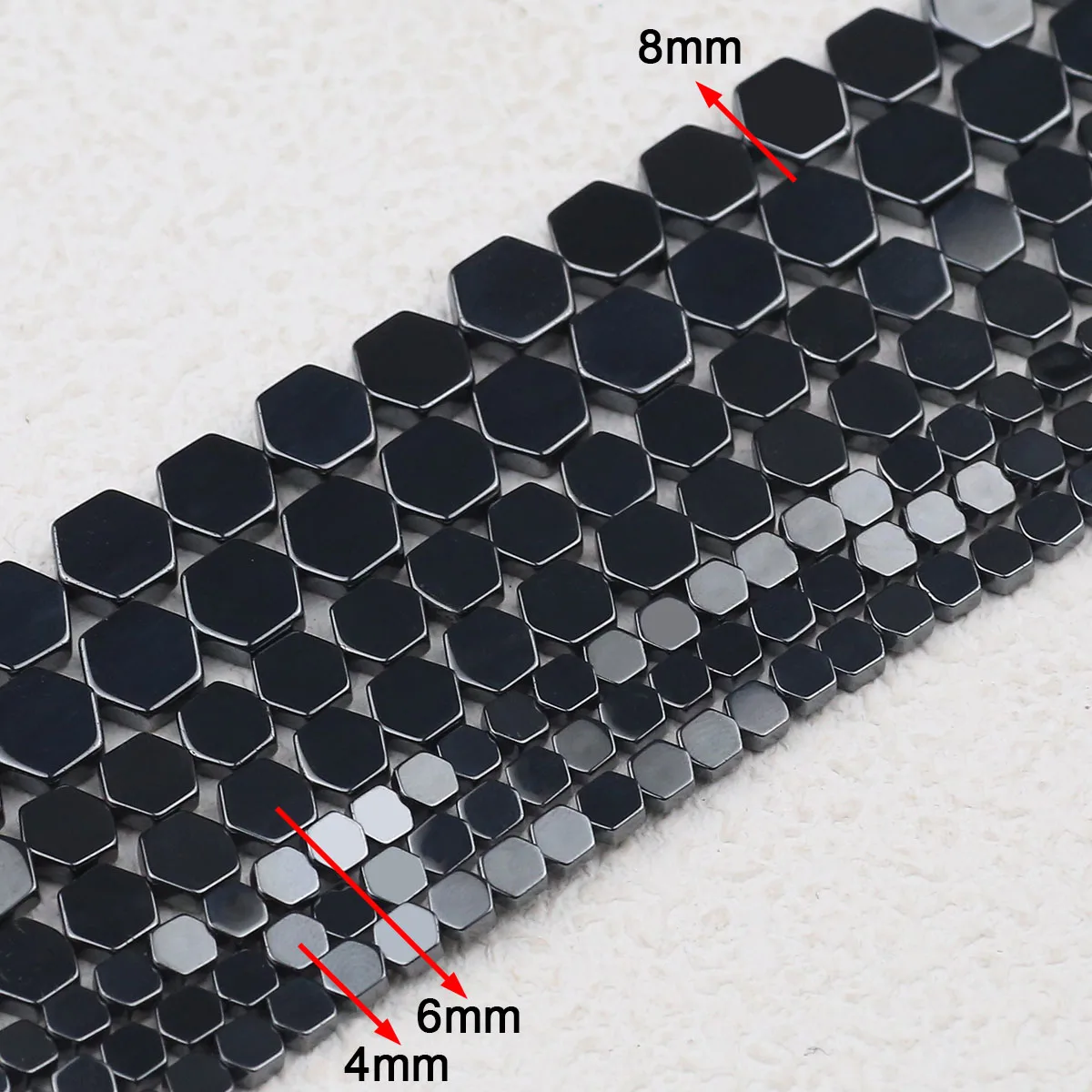 Natural Geometry Hexagon Stone Black Hematite Spacer Loose Beads For Jewelry making Bracelet Accessories Findings DIY 4/6/8MM