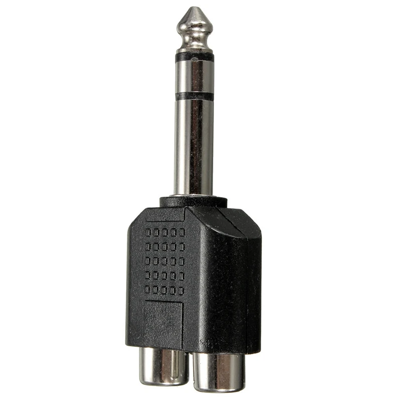 AS95 2X 6.35mm 1/4 Inch Male Stereo to 2 Dual RCA Female Y Splitter Audio Adapter Converter