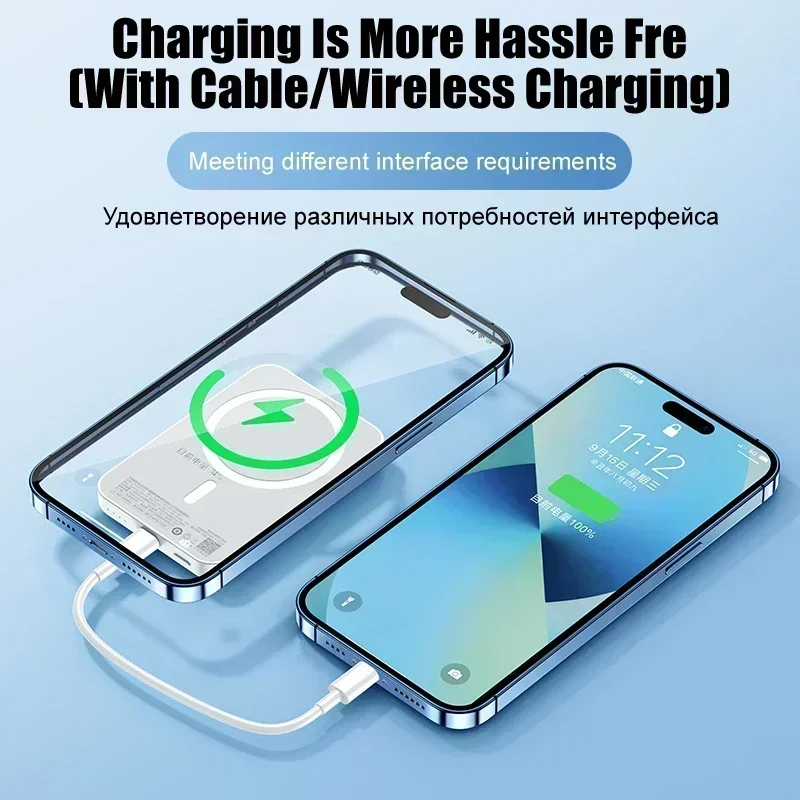 2025 New 50000mAh 20W Magnetic Wireless Power Bank for iPhone 13 14 15 16 MagSafe Fast Charging External Auxiliary Battery