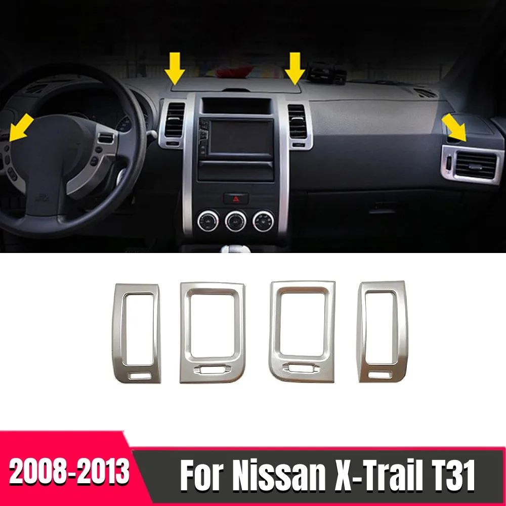 For Nissan X-Trail X Trail T31 2008 09 10 11 12 2013 ABS Chrome Car Air Conditioner AC Vent Outlet Cover Styling Accessories