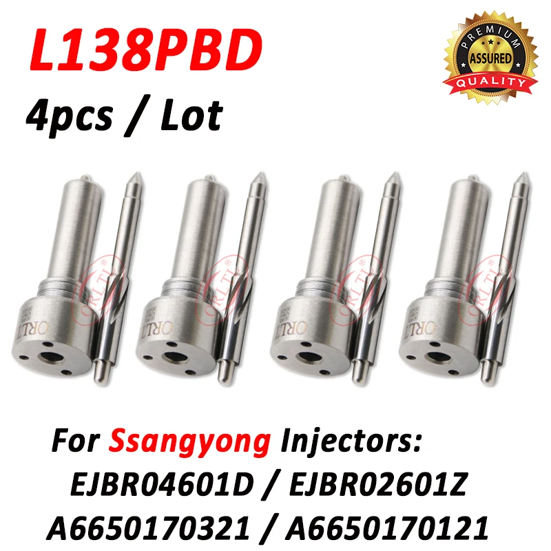 4pcs New Nozzle L138PBD L138PRD For SsangYong Injector EJBR04601D EJBR02601Z A6650170321 A6650170121 Euro3