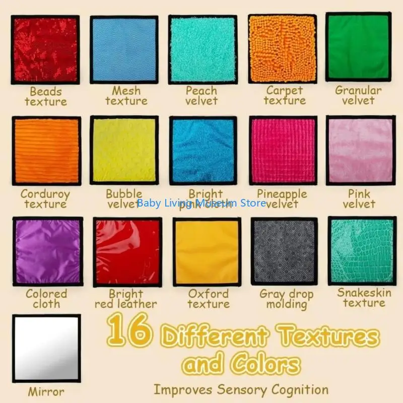 P31C 16PCS กิจกรรมประสาทสัมผัสที่พับเก็บได้รายละเอียดพื้นผิวสำหรับการกระตุ้นสัมผัส