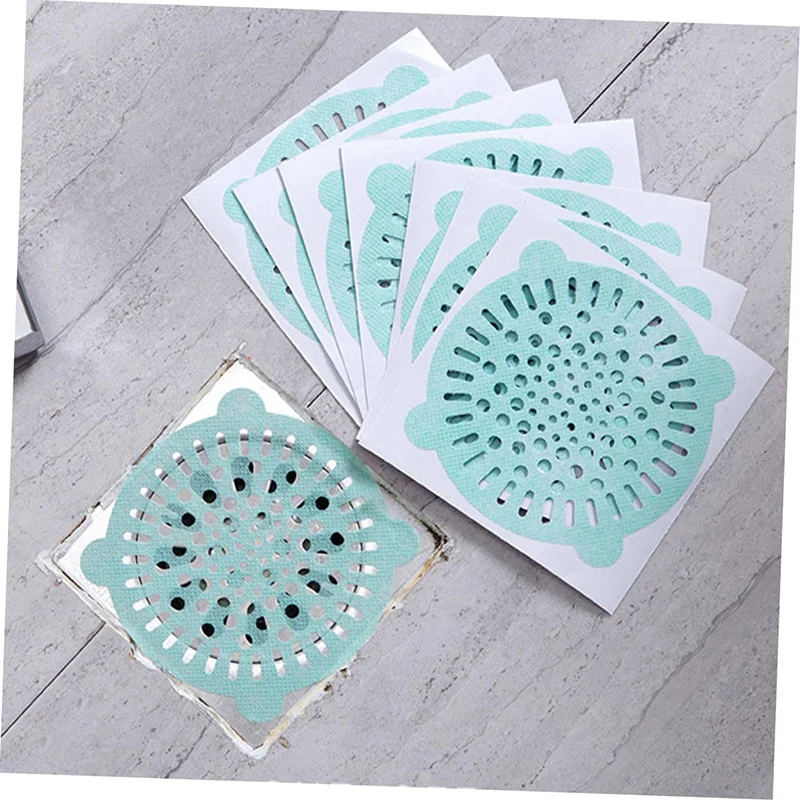 10Pcs Disposable Shower Drain Hair Catcher Round Hair Catchers Waterproof Adhesive Mesh Stickers for Shower Drain Cover Bathroom