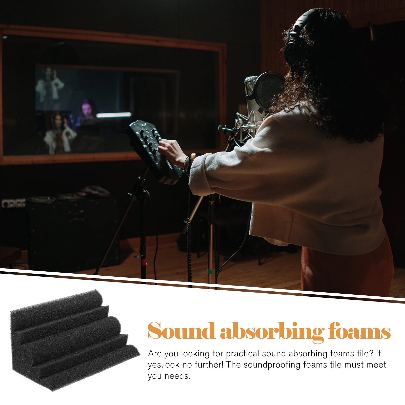 

4pcs Sound Absorbing Cotton Acoustic Panels Studio Bass Trap Corner Trapezoidal Black Soundproof Traps For Recording Room