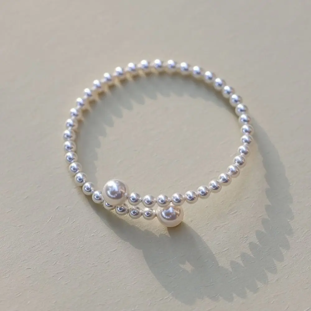 Imitatie Parel Elastiek Armband Voor Vrouwen Eenvoudige Charme Veelzijdige Kralen Bangles Sweet Bruiloftsfeest Sieraden Accessoires Cadeau