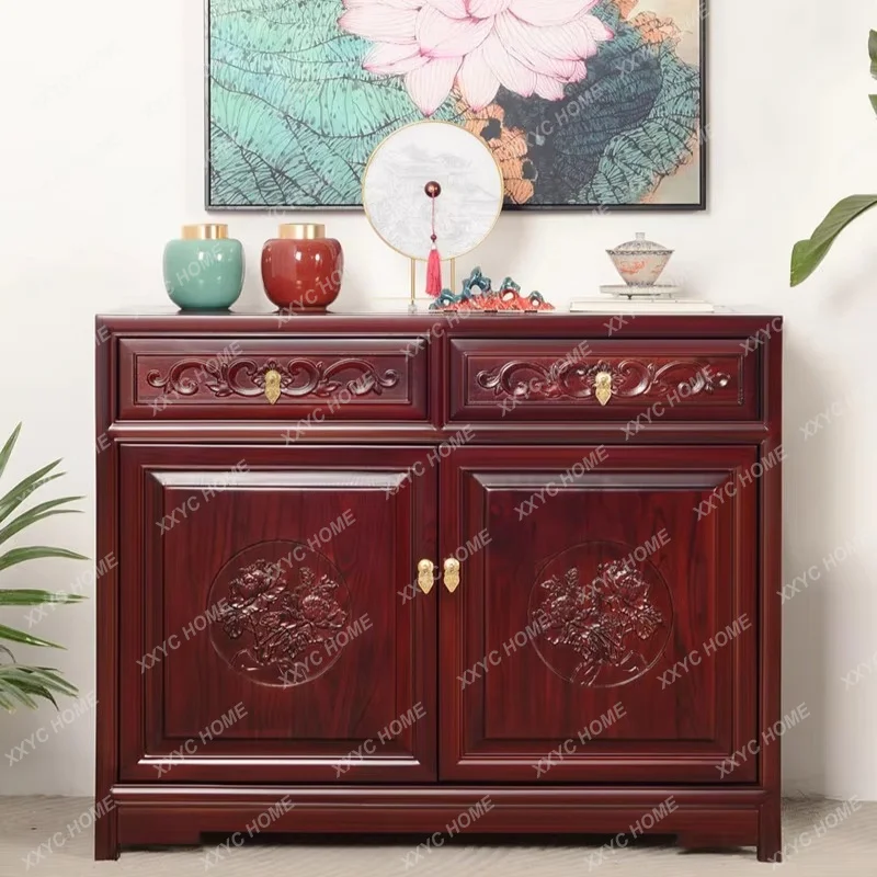 XXSolid wood new Chinese high-end light luxury cabinet storage living room integrated