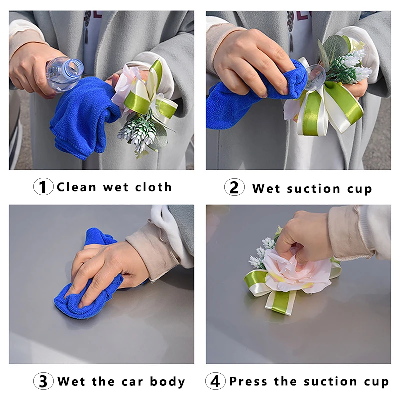 車のドアハンドル用のバラの花,バックミラー,吸盤,結婚式の装飾,1個