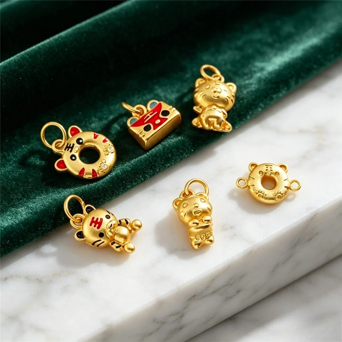 Gold Plated Chinese Zodiac Tiger Charms Matte Gold Tiger Pendant Charms For DIY Necklace Bracelet Earring Handmade Jewelry Makin