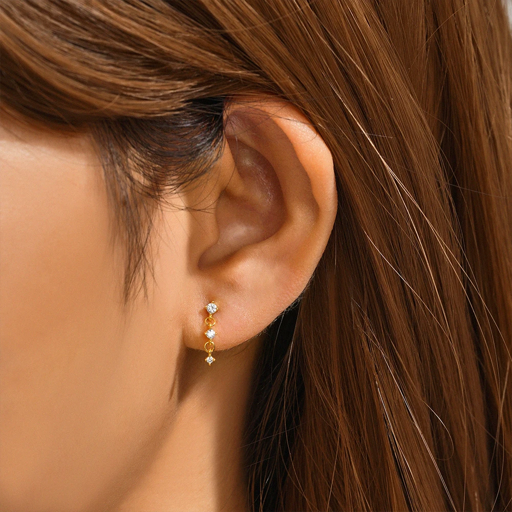 Aide 925 Sterling Silber 1pc Geometrie Multi Piercing Stud Ohrringe Für Frauen K Gold Einfache Elegante Quaste Schmuck Geschenk Pendiente – Detail 29
