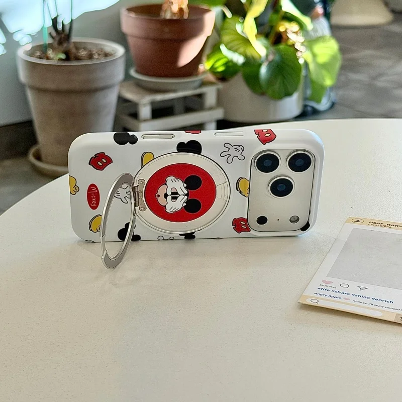 Funny Cute Cartoon Mickey Mouse Pattern Phone Case For iPhone 17 Pro 16 15 Pro Max Cover with Stand Fashion Hard Cases For 16 Pr