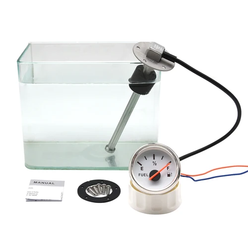 Imagen 2 del producto Sensor de nivel de combustible marino de acero inoxidable de 100-500mm apto para barco medidor de nivel de combustible de coche 0-190 ohm con retroiluminación roja 9-32V