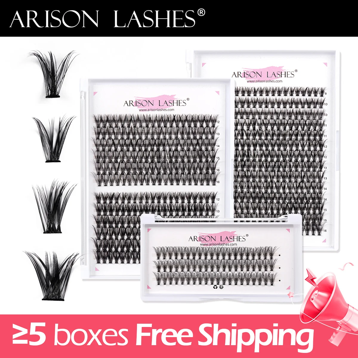 ARISON 60/120Clusters Individual Eyelashes Heat Bonded Cluster Lashes 30D Premade Volume Fan Eyelash Extension Cilia Eye Lashes