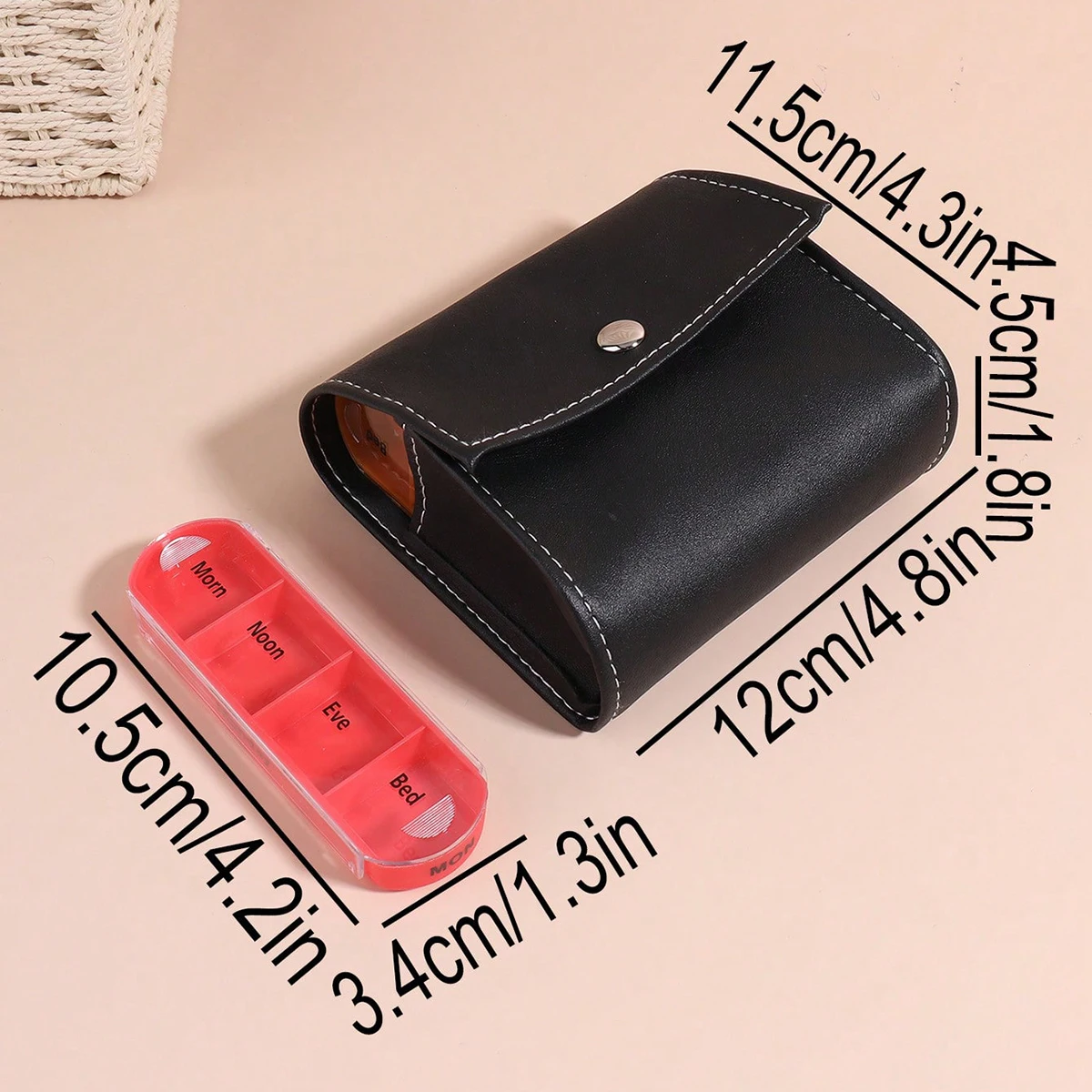 1PC Creative Leather Bag Colorful Pill Box, Seven Colors for a Week, 28 Compartments, Drawer Moisture-proof Plastic Pill Box