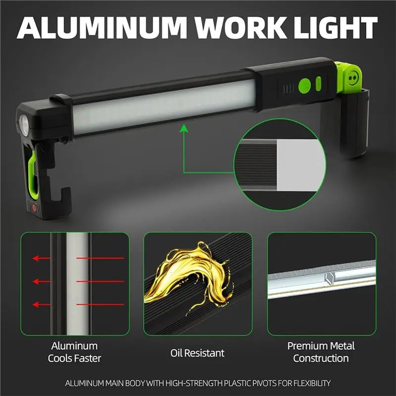 A93Z Rechargeable 4400Mah LED Underhood Work Light Bar, Magnetic 2500LM Work Light With Hooks Flashlight For Car Repair