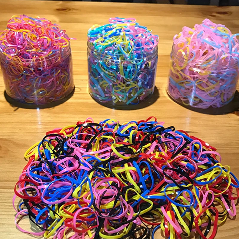 190-1000Pcs Girls Colorful Small Disposable Rubber Bands Gum For Ponytail Hold Scrunchie Hair Bands Fashion Hair Accessories