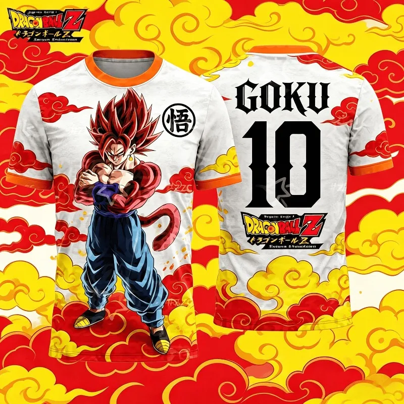 2026 Dragon Ball Super Saiyan Goku Grafik-Fußballtrikot Herbst Sport Schnelltrocknend Herren T-Shirt Kinderbekleidung Tee Y2k Damen