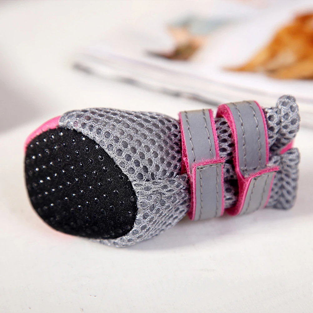 

Dog Shoes For Small Dogs Summer Breathable Mesh Nonslip Sole Adjustable Snap Closure Pet Boots Hiking Running