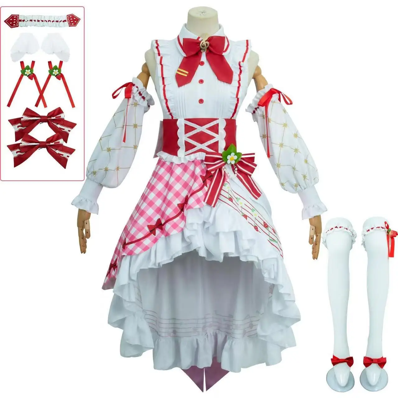 

Cosplay complete set of Miku, 15th anniversary of first sound of snow, lovely strawberry lolita set, for Christmas