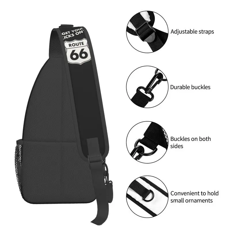 Get Your Kicks On Route 66 Crossbody Sling Backpack Men Custom USA Highways Shoulder Chest Bag for Cycling Camping Daypack