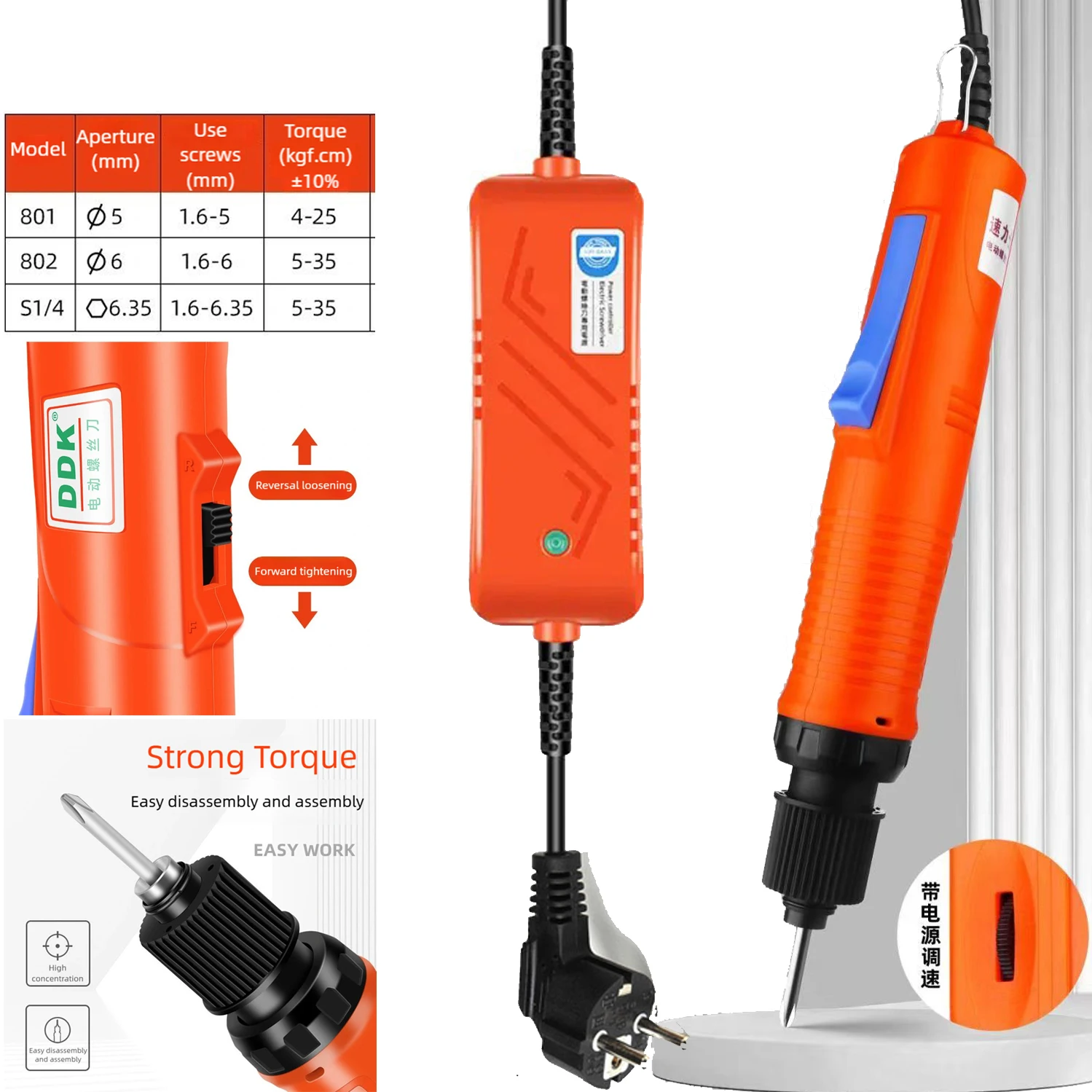 18-36V Industry Screwdriver Semi-Automatic Screwdriver Power Tools Set Torque Adjustable Copper Motor Fit for 1.2-6mm Screw Tips