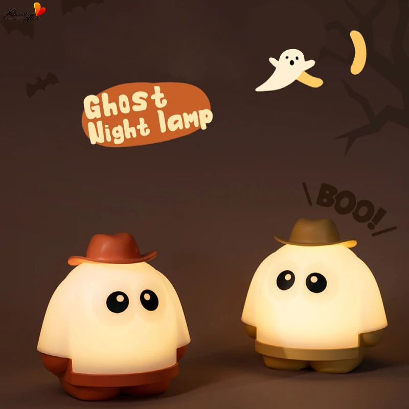 

New Little Ghost Night Light Children Halloween USB Charge Creative Funny Cartoon 30min Time To Turn Off The Little Night Light