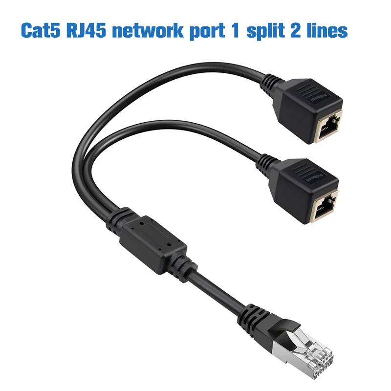 RJ45 1 Male To 2 Female Socket Port LAN Ethernet Network Splitter Y Stable Transmission Network Lead Extender Extension Cable