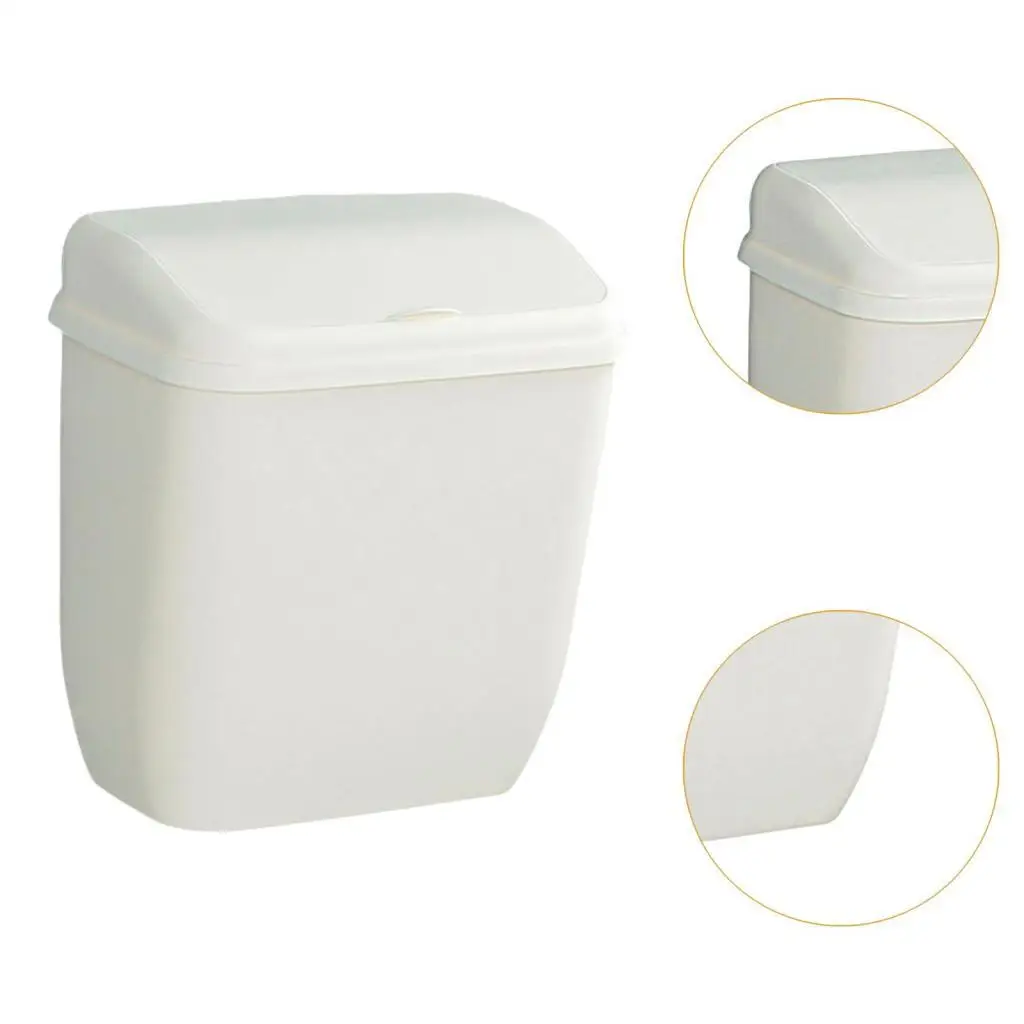 Wall Mounted Rubbish Bin Slim Hanging Waste Container Kitchen Wastebasket Small Garbage Dustbin for Door Wall Cabinet Mounting