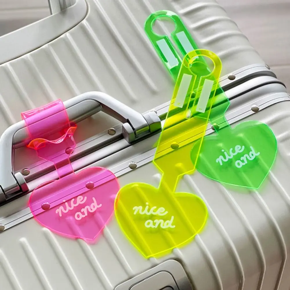 Colorful Love Shape Luggage Tag Airplane Suitcase Tag Boarding Pass Fluorescent Baggage Tag Aircraft Consignment Card Tag