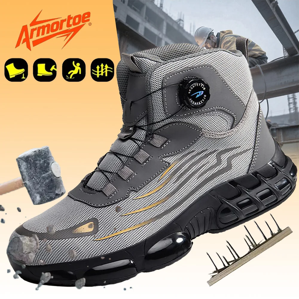 

ArmorToe Steel Toe Safety Shoes Anti-Impact Puncture Proof Slip Resistant Work Boots Comfort Durable New #Armor2747