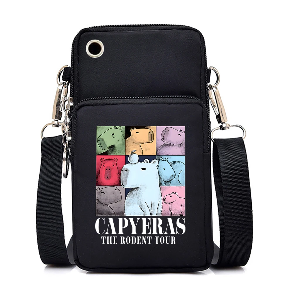 Capybara The Rodent Tour Concerts Small Crossbody Bag Women Cartoon Shoulder Bag Canvas Mini Mobile Phone Bag Unisex Handbag