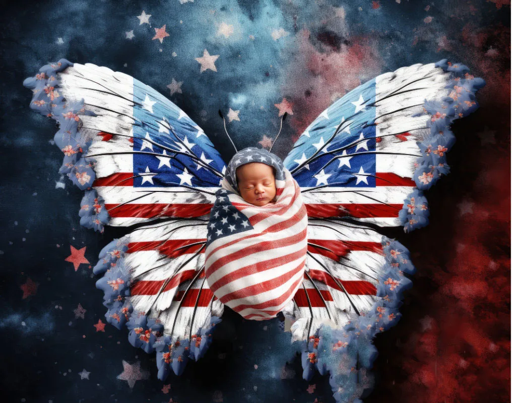 Mehofond Photography Background Independence Day 4th of July Butterfly Flowers Baby Shower Portrait Decor Backdrop Photo Studio