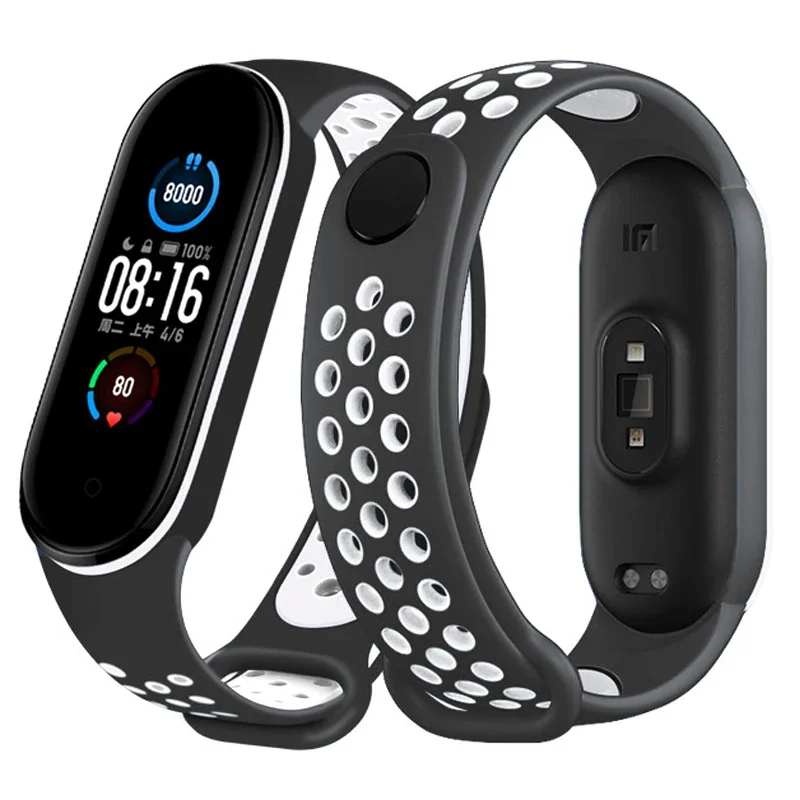 Silicone Strap for Xiaomi Mi Band 7 6 5 4 3 Sports Breathable for Mi Band 6 Bracelet Wristband for Mi Band 5 Correa Reaplacement