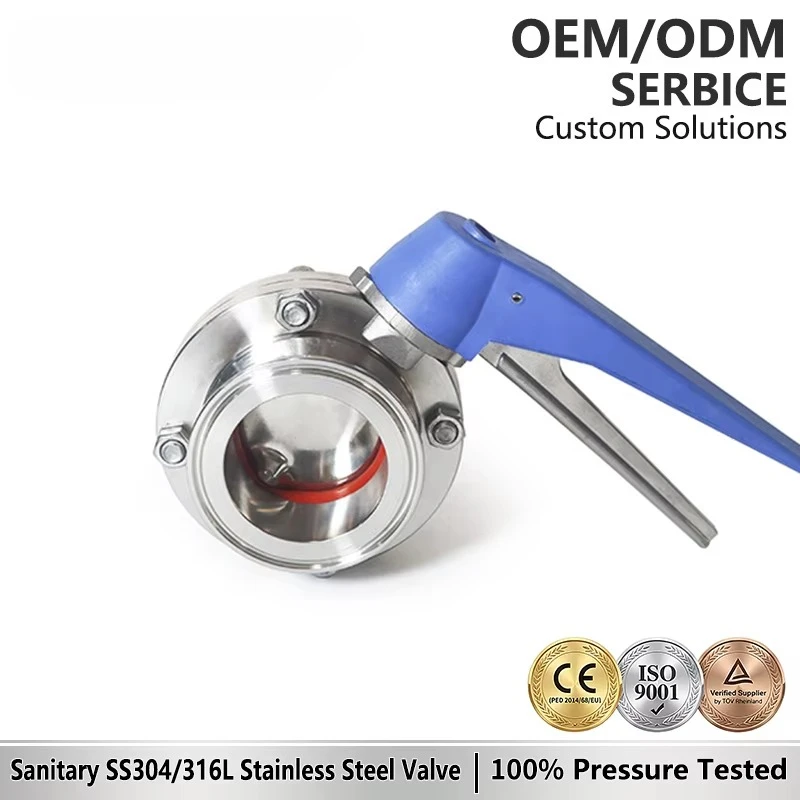 304/316 Stainless Steel Control Duckbill Quick-Install Sanitary Manual Clamp-Type Chuck Butterfly Valve Food Snap Valve