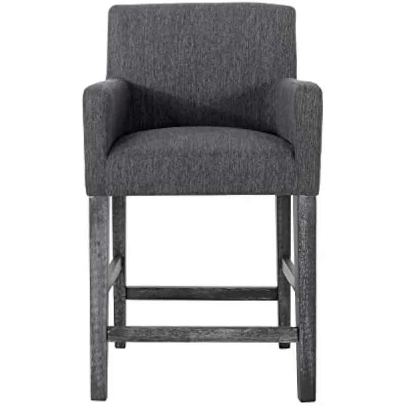 Bancos de balcão estofados de 26 polegadas - carvão/cinza (conjunto de 2)