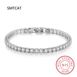 Moissanite Tennis Bracelet for Women 925 Sterling Silver Round Brilliant Cut Lab Diamond Classic Platinum Plated Bracelet MSB002