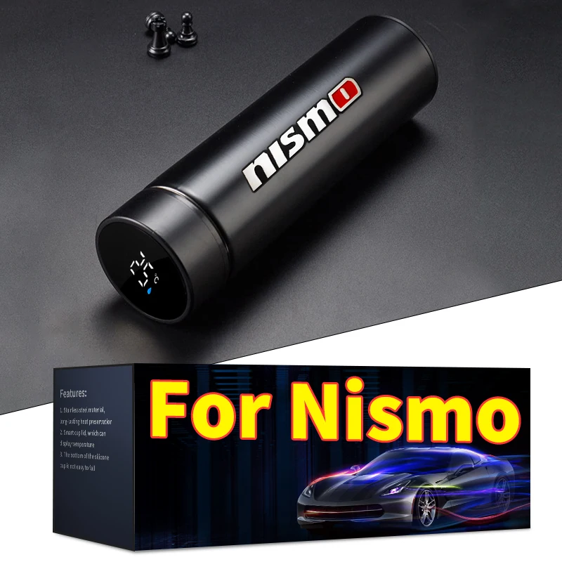 500ml Portable Car Logo Intelligent Stainless Steel Thermos Bottle For Nismo Logo Emblem R34 GTR Sylphy Teana X-trail 1 2 Qashqa