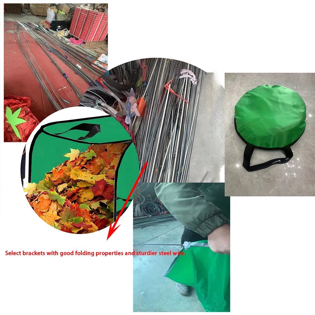 잎 수집 가방 먼지받이 대형 정원용 낙엽 수집 가방 재사용 가능한 쓰레기 수거 파우치 손잡이 포함 접이식 쓰레기통