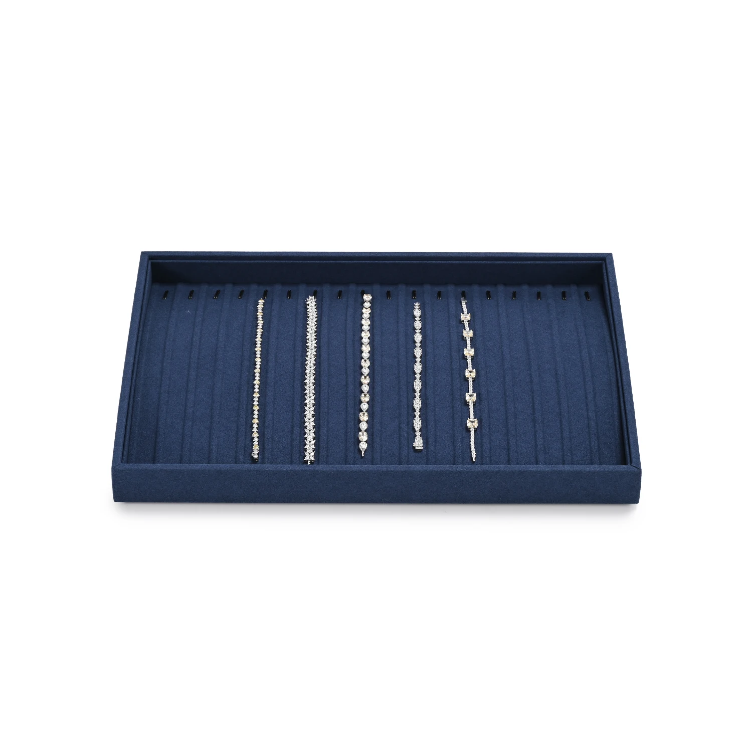 Oirlv Navy Blue Velvet Bracelet Storage & Display Tray - Multi - Slot Organizer for Home & Retail Jewelry Showcase Jeweler