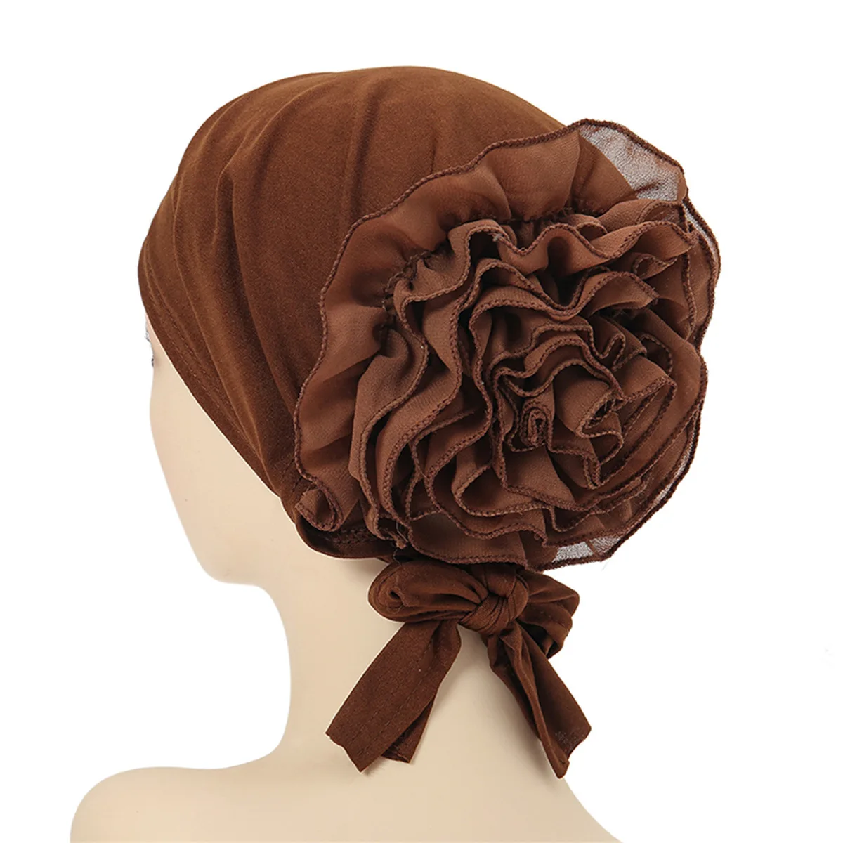 Gorro de Hijab de gasa multicolor para mujer, turbante de Bandana, gorro de flores, Color sólido, moda musulmana