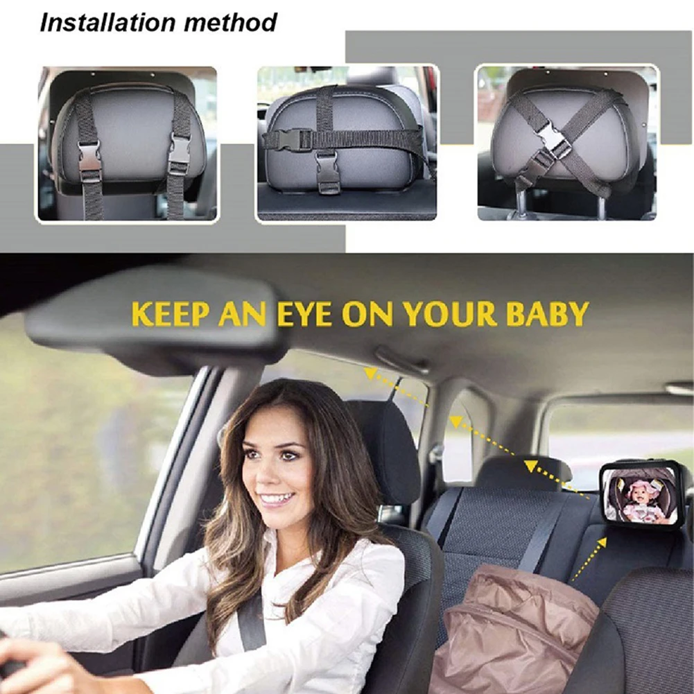 Car Back Seat Rearview Mirror Rear Facing Seat Shatterproof Mirror Wide Angle Seat Safety Rearview Observation Mirror Adjustable