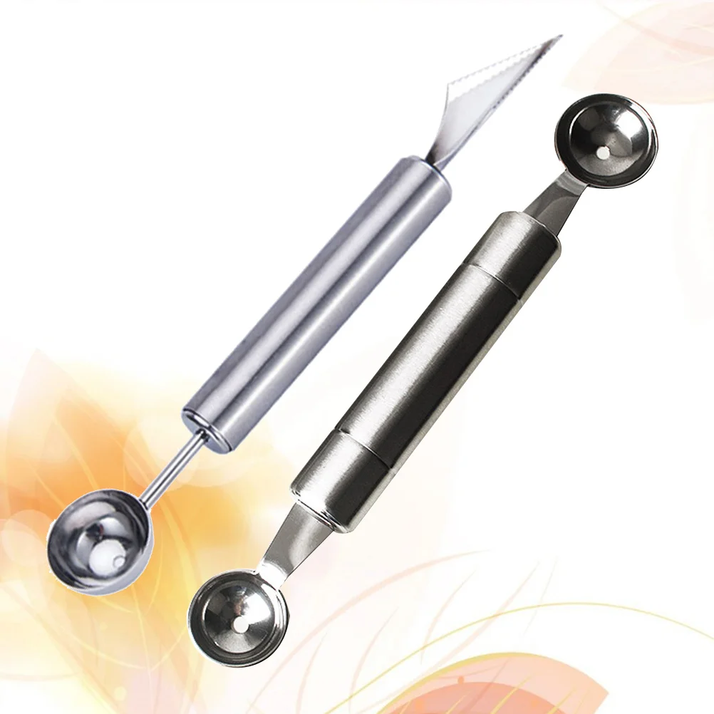 Mini cuchara de bola de fruta de acero inoxidable, cuchara para tallar melón, herramienta de plato de cocina, cuchara para helado, 2 uds.