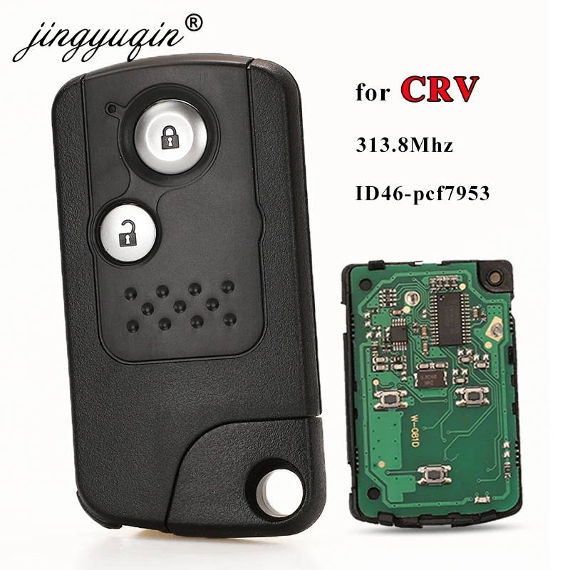 jingyuqin 2 Buttons Full Smart Remote KeylessGo Fob 313.8MHZ With ID46 pcf7953 Chip For Honda CRV Car Key