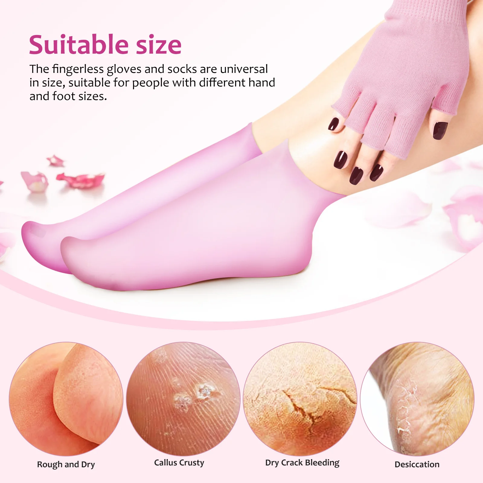 

Moisturizing Gloves Socks Deep Nourishing Hand Foot Care Soft Fabric Universal Size Spa Beauty Salon Gifts Moisturizing Gloves