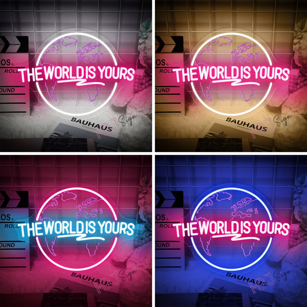 Neon Led Sign The World Is Yours Neon Sign  Bedroom Room Decoration Wall Hanging Neon Lights Living Room Decor Birthday Gift