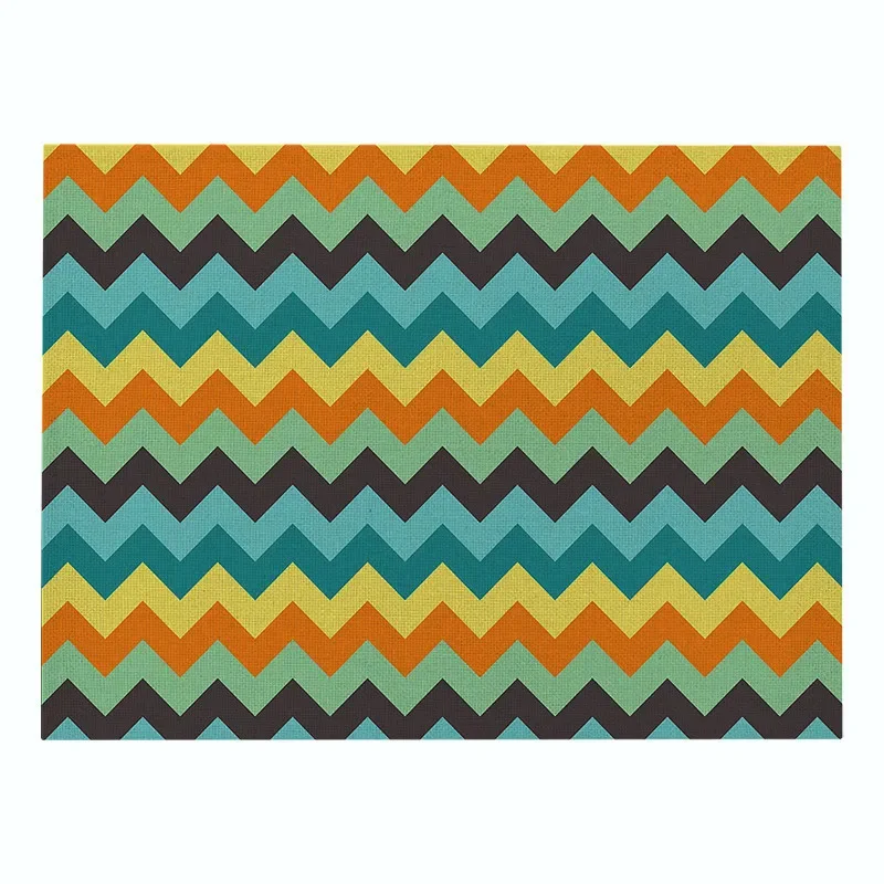 Geometry Pattern Kitchen Placemat Color Striped Decorative Table Mats Waterproof Drink Coasters Cotton Linen Western Placemat